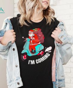 Santa Claus Arrives On A Scooter Christmas Party S Funny Shirt