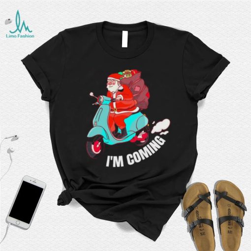 Santa Claus Arrives On A Scooter Christmas Party S Funny Shirt