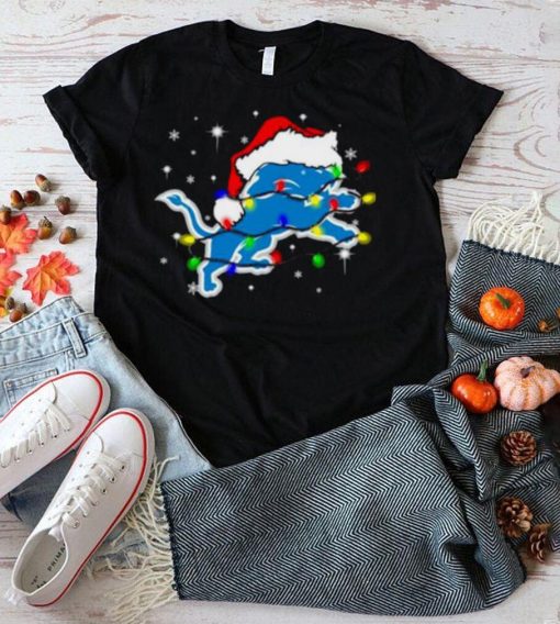 Santa Detroit Lions Logo Lights Christmas shirt