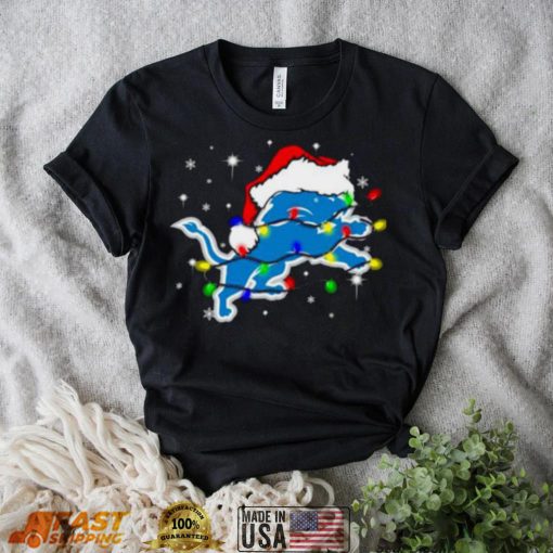 Santa Detroit Lions Logo Lights Christmas shirt