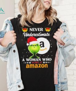 Santa Grinch Never Underestimate A Woman Who Works At Amazon Shirt