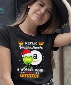 Santa Grinch Never Underestimate A Woman Who Works At Amazon Shirt