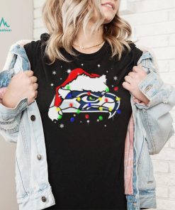 Santa Hat Seattle Seahawks Logo Christmas Light Shirt