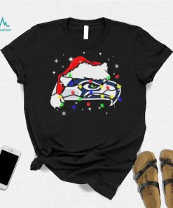 Santa Hat Seattle Seahawks Logo Christmas Light Shirt