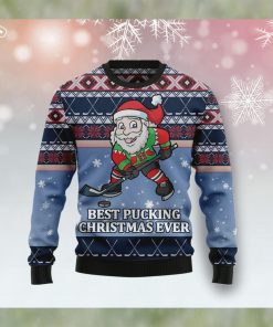 Santa Hockey Best Pucking Christmas Ever Christmas Ugly Christmas Sweater