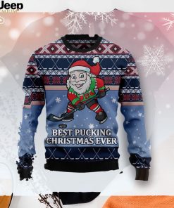 Santa Hockey Best Pucking Christmas Ever Christmas Ugly Christmas Sweater