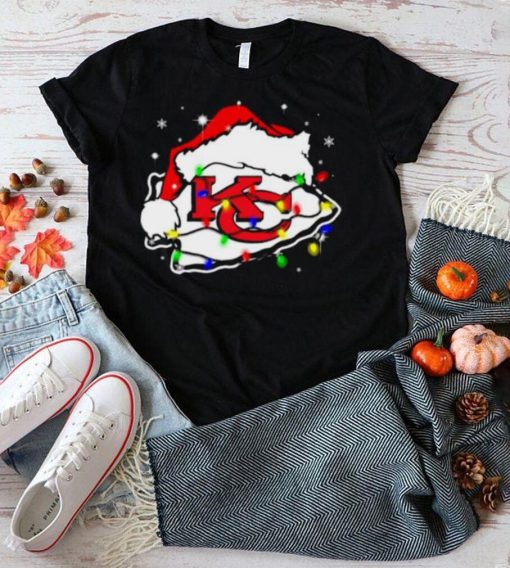 Santa Kansas City Chiefs Logo Lights Christmas shirt