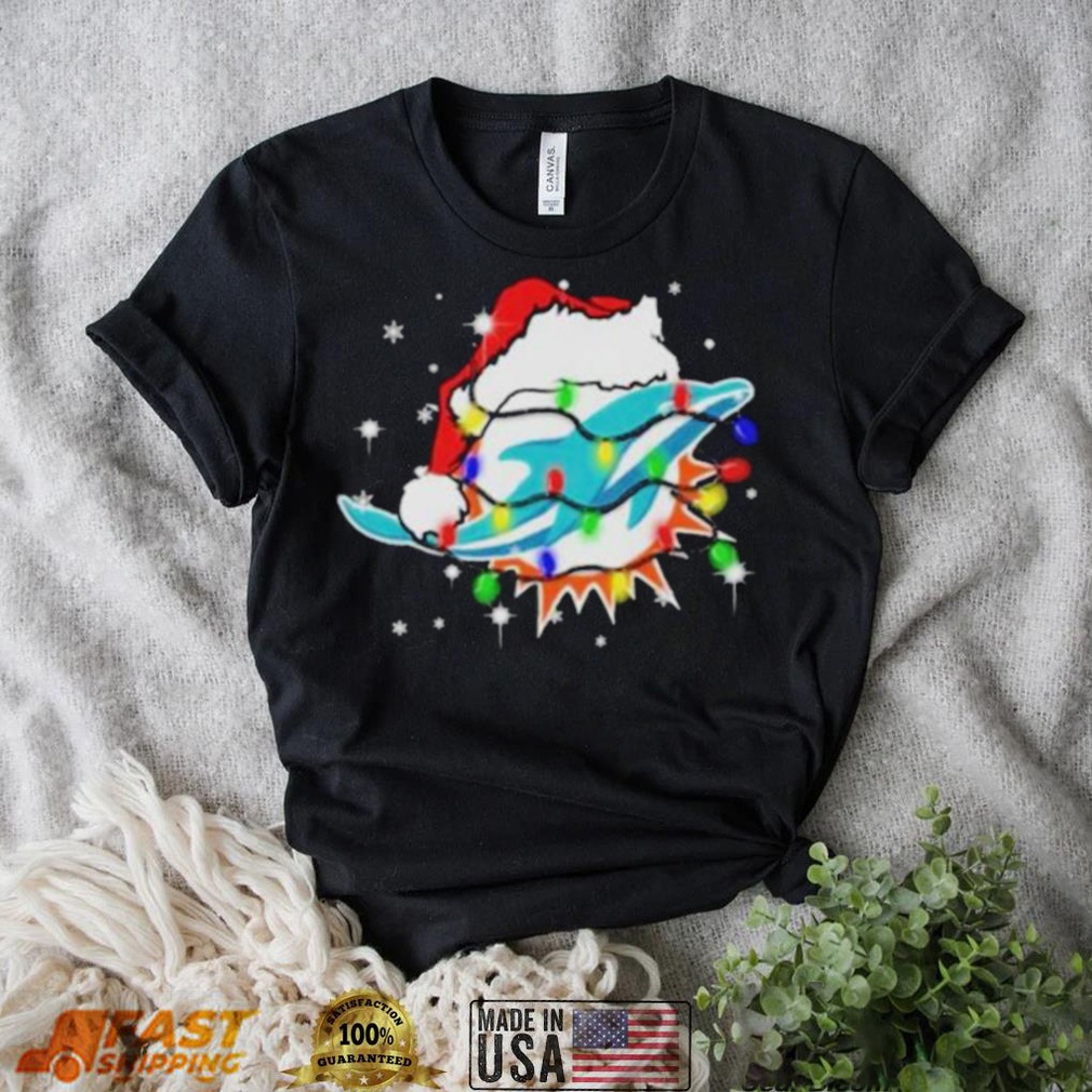 Santa Miami Dolphins Logo Lights Christmas Shirt