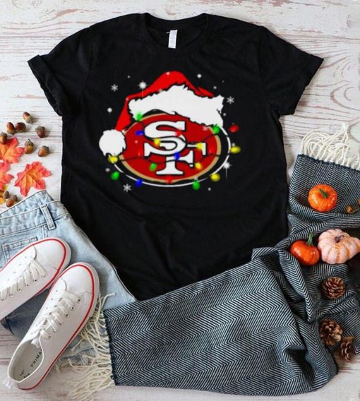 Santa San Francisco 49ers Logo Lights Christmas shirt