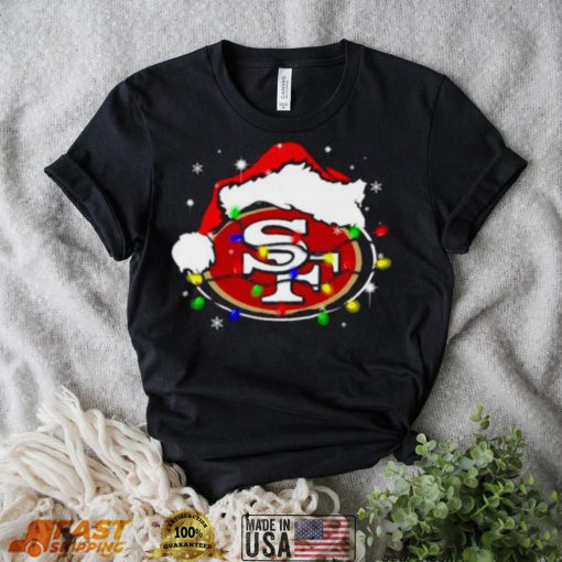 Santa San Francisco 49ers Logo Lights Christmas shirt