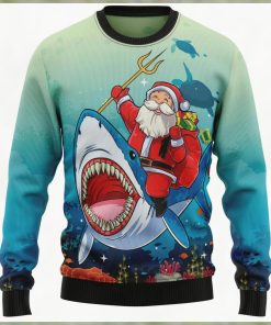 Santa Shark Ugly Christmas Sweater   Christmas Crewneck Sweater