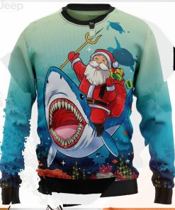 Santa Shark Ugly Christmas Sweater   Christmas Crewneck Sweater