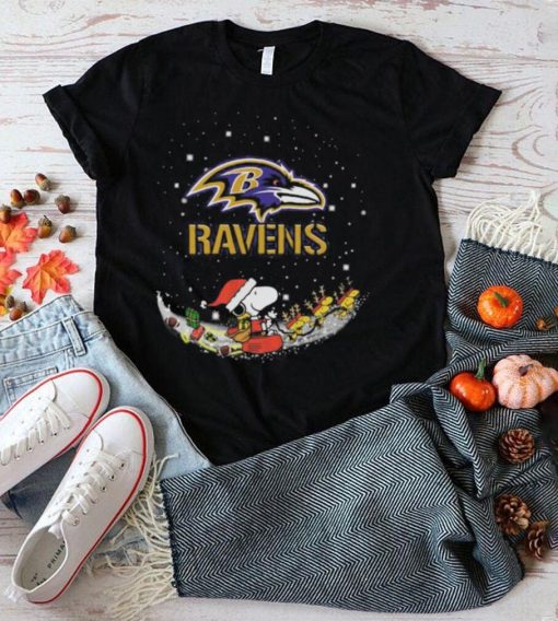 Santa Snoopy and Charlie Brown Baltimore Ravens 2022 merry christmas shirt