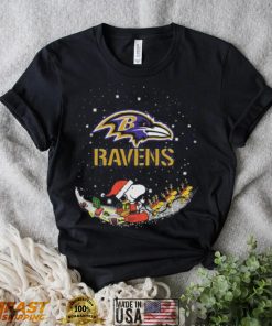 Santa Snoopy and Charlie Brown Baltimore Ravens 2022 merry christmas shirt