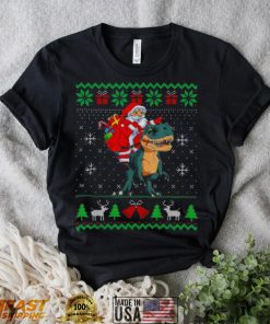 Santa riding dinosaur t rex dinosaur Christmas ugly shirt