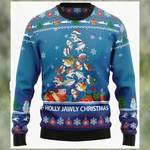 Shark Holly Jawly Unisex Sweater Christmas Outfit   Retro Christmas Sweater