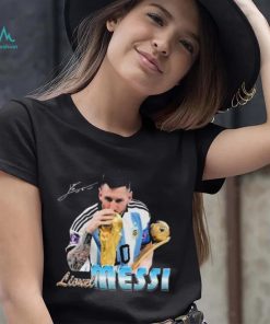 Signature Design Lionel Messi Kissing World Cup 2022 Argentina Football Shirt