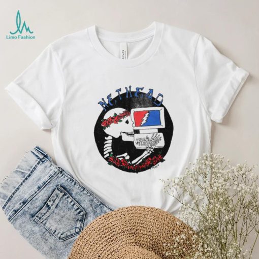 Skeleton Grateful Dead with computer Nethead shirt