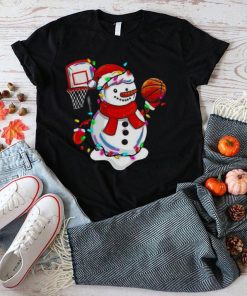 Snowman Playing Basketball Merry Christmas Light shirt