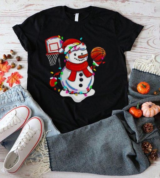 Snowman Playing Basketball Merry Christmas Light shirt