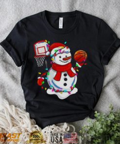 Snowman Playing Basketball Merry Christmas Light shirt