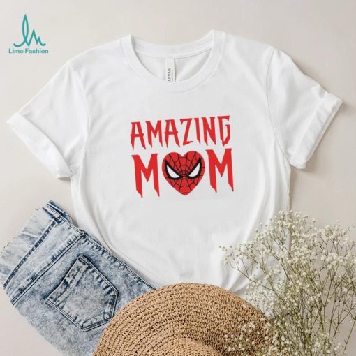 Spiderman Face Heart Amazing Mom Spiderman Valentine Shirt