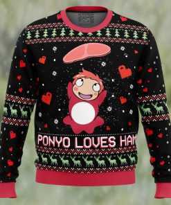 Studio Ghibli Ponyo Loves Ham Miyazaki Ugly Christmas Sweater