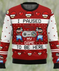 Super Mario Pause Game to be Here Ugly Christmas Sweater