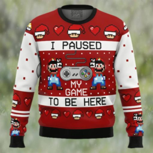 Super Mario Pause Game to be Here Ugly Christmas Sweater