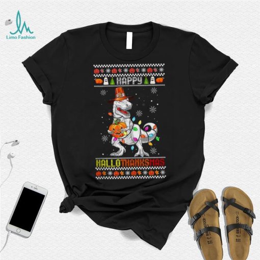 T Rex Halloween Christmas Funny Hallothanksmas Funny Thanksgiving T Shirt