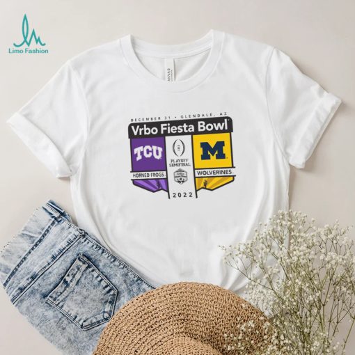 TCU vs Michigan Football 2022 CFP Semifinal Vrbo Fiesta Bowl Logo Matchup Shirt