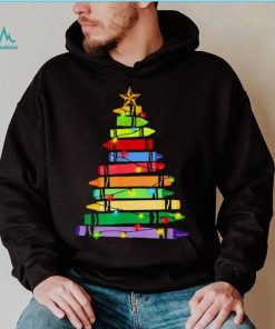 Teacher Christmas T Shirt Crayon Tree Light Gifts Student