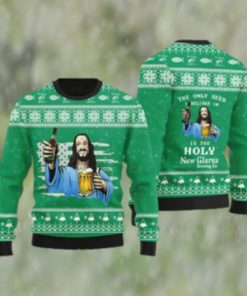 The Only Beer I Believe In Is Pabst Blue Ribbon Ugly Christmas Sweater
