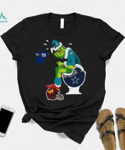 The grinch eagles and new york giants and Washington commanders and Dallas Cowboys logo merry Christmas shirt