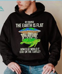 Turtle and Elephants of course the Earth is flat how else would it stay on the Turtle art shirt0