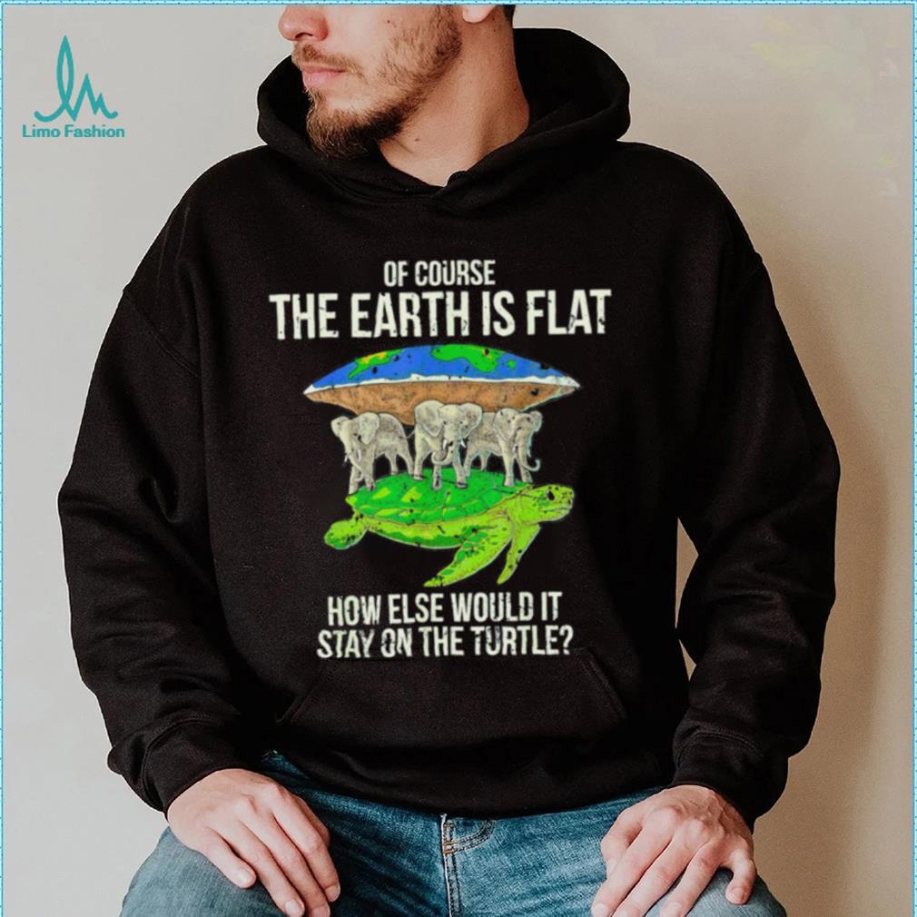 Turtle and Elephants of course the Earth is flat how else would it stay on the Turtle art shirt