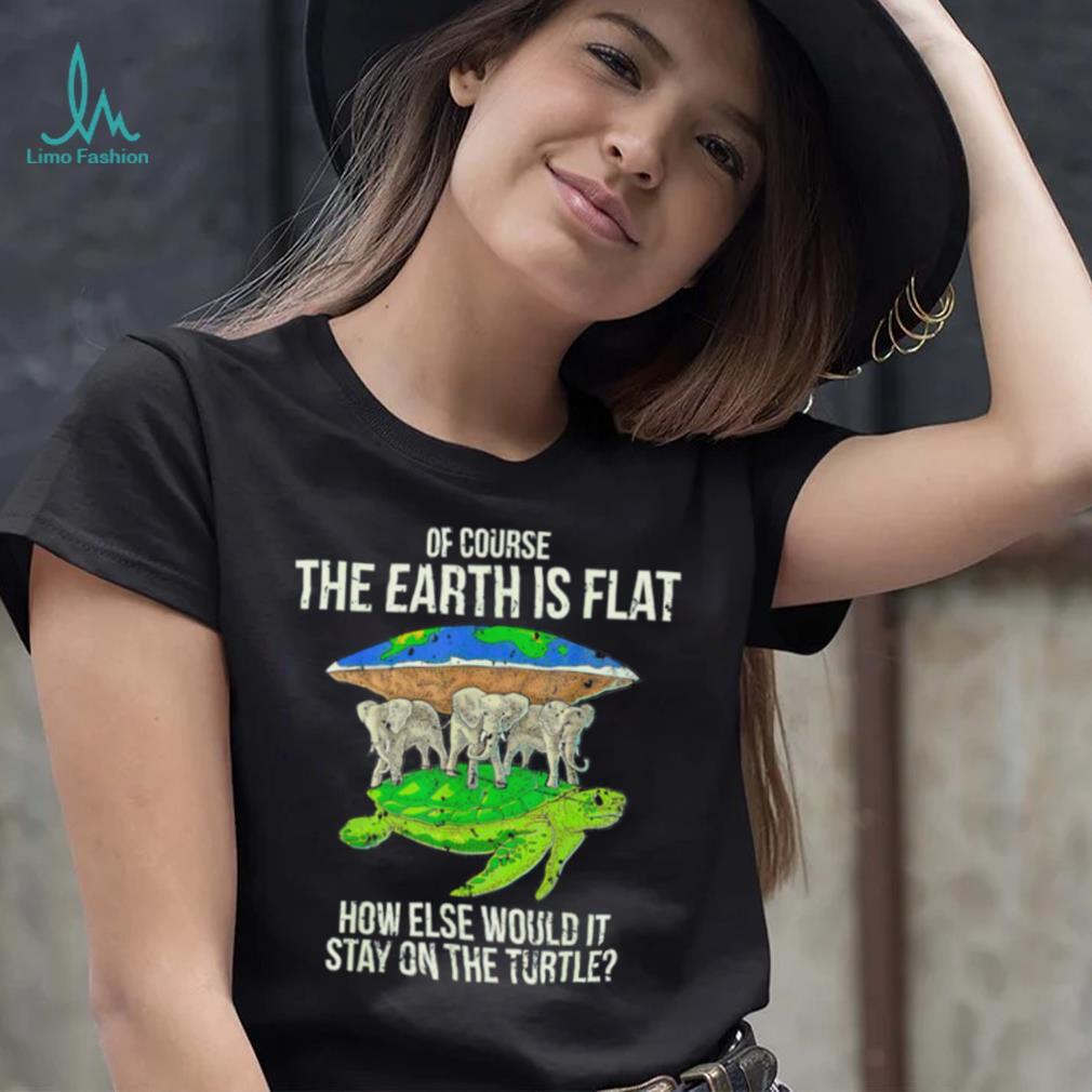 Turtle and Elephants of course the Earth is flat how else would it stay on the Turtle art shirt