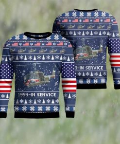 US Army Bell UH 1B Iroquois Huey Helicopter Ugly Christmas Sweater