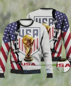 USA Flag National Soccer Team World Cup 2022 Qatar Ugly Christmas Sweater
