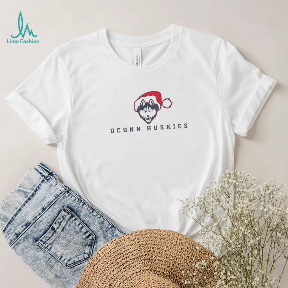 Uconn Huskies Logo With Santa Hat Christmas Shirt Uconn Huskies Logo With Santa Hat Christmas Shirt