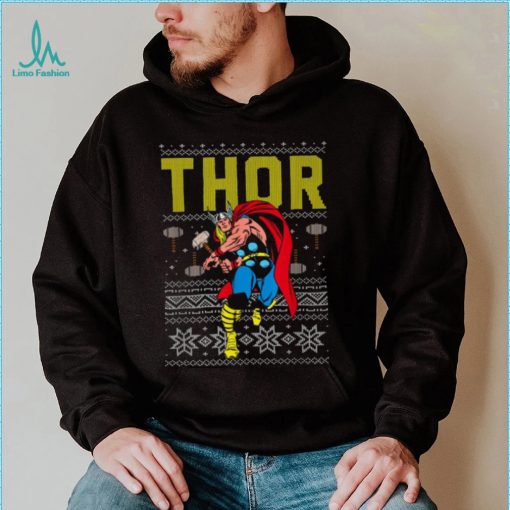 Ugly Christmas T Shirt Marvel Thor Retro Ugly Sweater Christmas Graphic