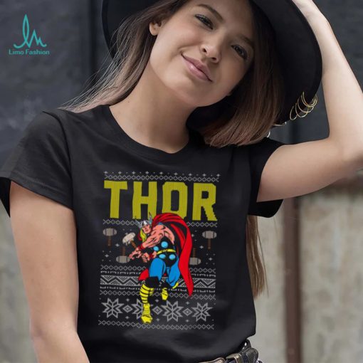 Ugly Christmas T Shirt Marvel Thor Retro Ugly Sweater Christmas Graphic