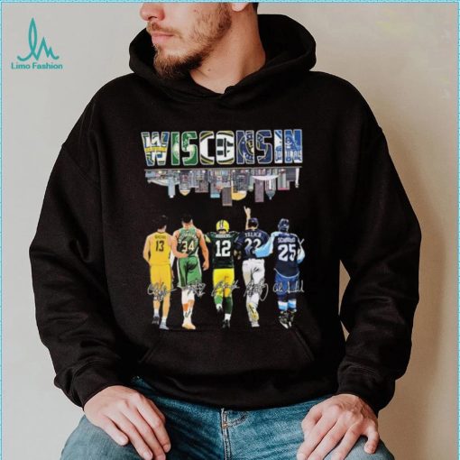Wisconsin Ighodaro Antetokounmpo Rodgers Yelich Signatures Shirt