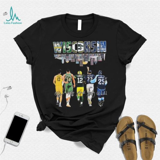 Wisconsin Ighodaro Antetokounmpo Rodgers Yelich Signatures Shirt