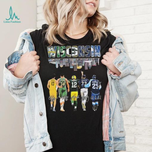 Wisconsin Ighodaro Antetokounmpo Rodgers Yelich Signatures Shirt