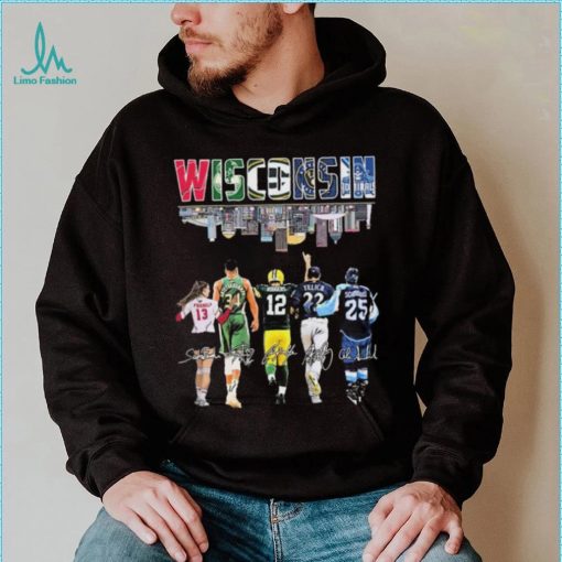Wisconsin Skyline Sports Team Players Signatures Shirt
