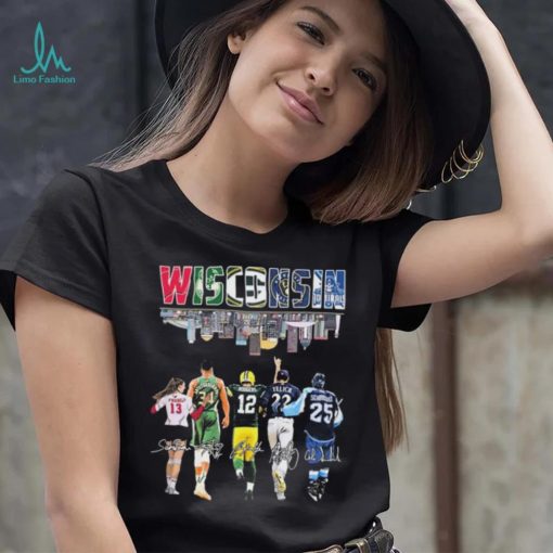 Wisconsin Skyline Sports Team Players Signatures Shirt