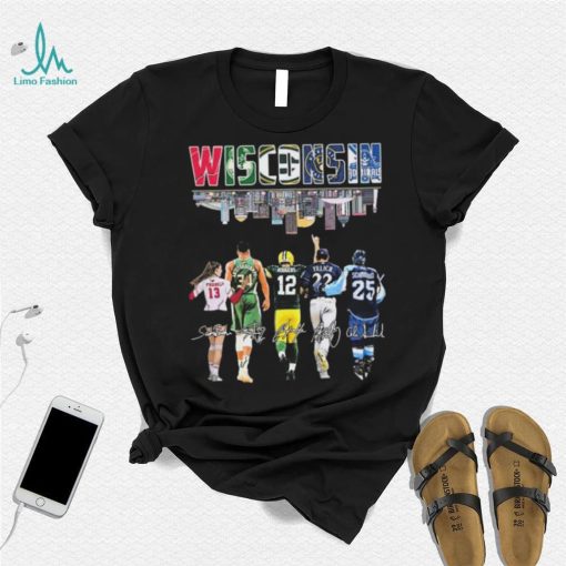 Wisconsin Skyline Sports Team Players Signatures Shirt