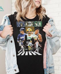 Wisconsin Sports Abbey Road Christian Yelich Aaron Rodgers And Giannis Antetokounmpo Signatures Shirt