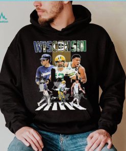 Wisconsin Sports Abbey Road Christian Yelich Aaron Rodgers And Giannis Antetokounmpo Signatures Shirt